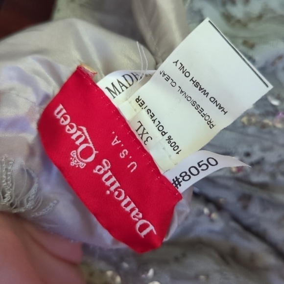 Dancing Queen Sparkly Sequin Lace Gray Short Sleeve Maxi Formal Dress Size 3XL - Picture 10 of 10